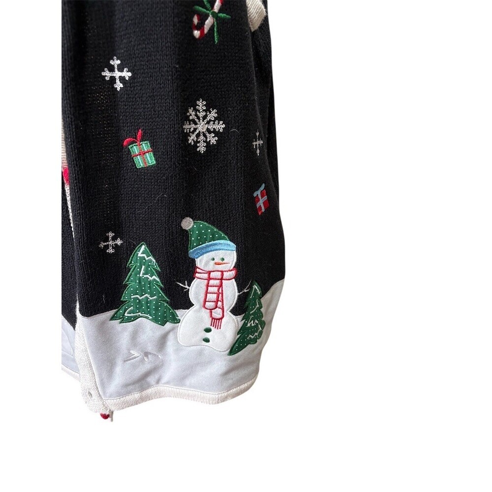 Holiday Editions Sweater Vest Womens 2XL Black Snowman Christmas Button - Picture 3 of 11